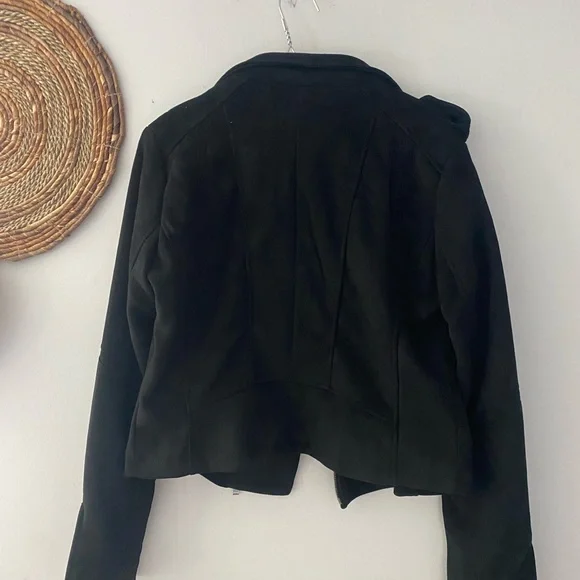 Jou Jou Black Vegan Suede Leather Moto Jacket • M - Picture 2 of 8
